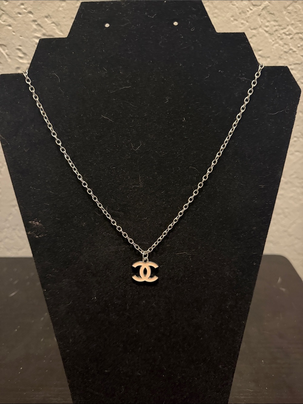 Inspired Interlocking Logo Pendant Necklace - Light Pink & Silver
